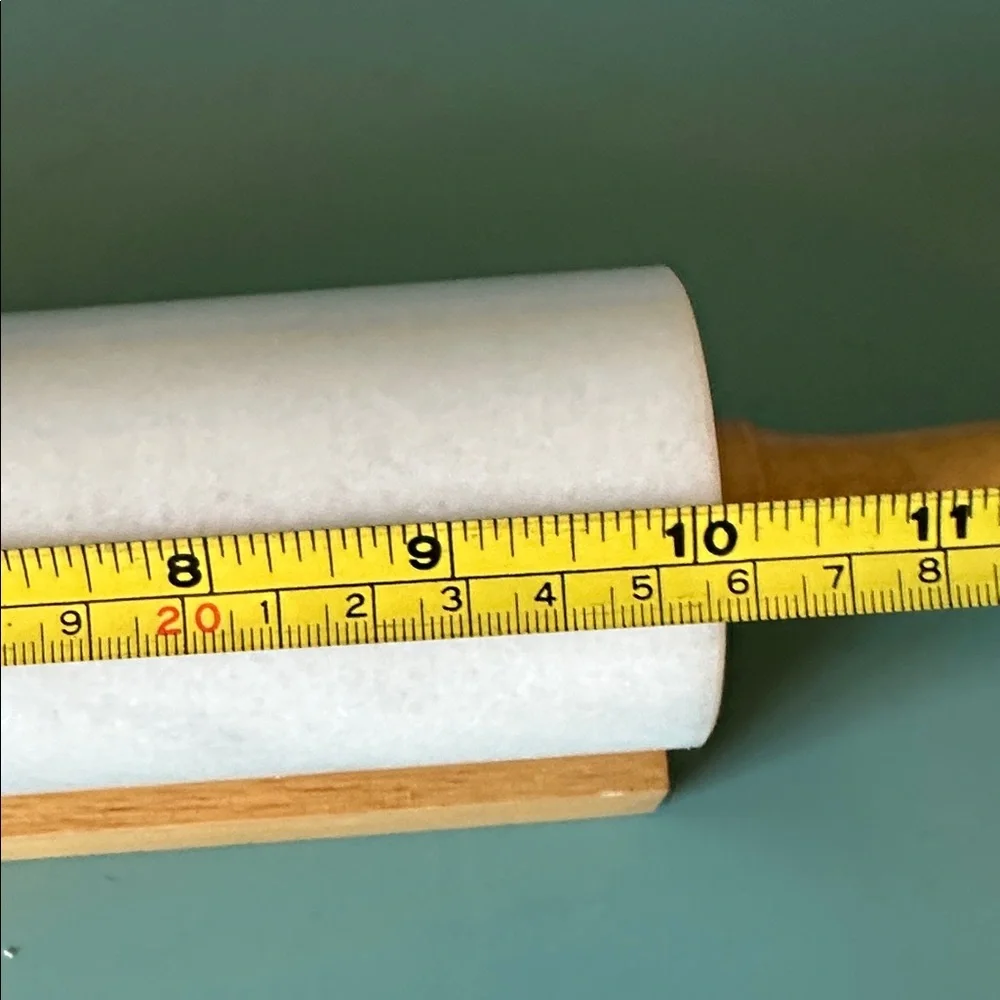 Made for Macys White Marble Rolling Pin with Natural Wood Handles